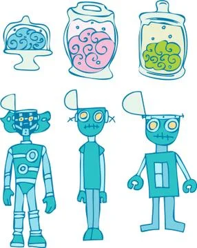 Robot brains - transplant Stock Illustration