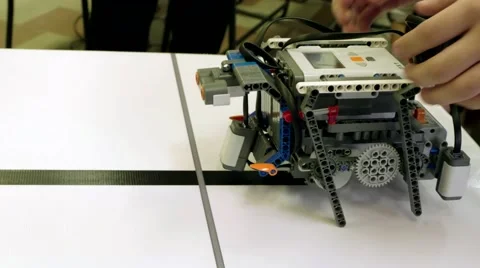 Robot broke down at the start of the competition. DIY hand made model. Stock-Footage 58506534