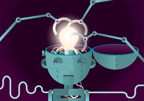 Robot With Bulb Stock-Illustration
