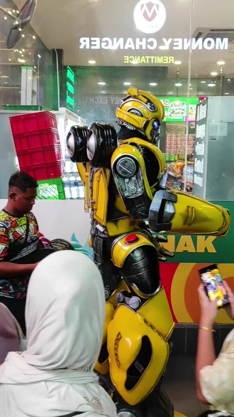 Robot Bumblebee in the crowd Stock Footage 300355399