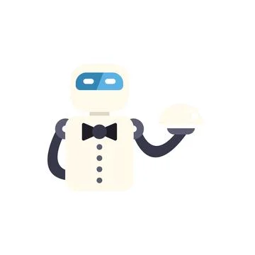Robot butler serving with artificial intelligence and automation Stock Illustration