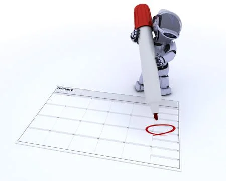 Robot with a calender Stock Illustration