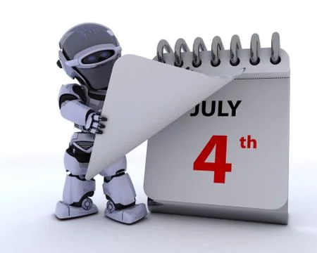 Robot with a calender Stock Illustration