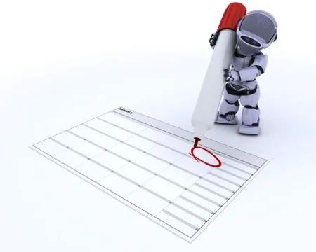 Robot with a calender Stock Illustration