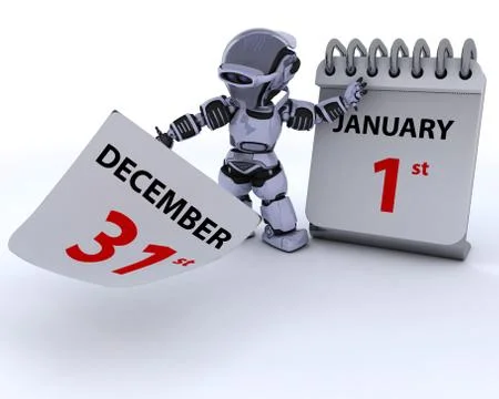 Robot with a calender Stock Illustration