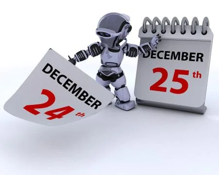 Robot with a calender Stock Illustration