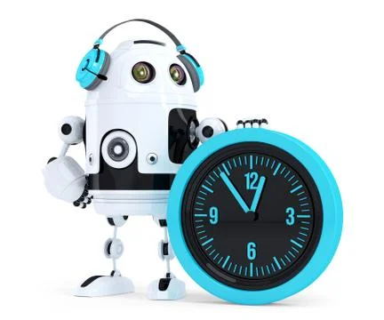 Robot call center operator. Isolated. Contains clipping path Stock Illustration