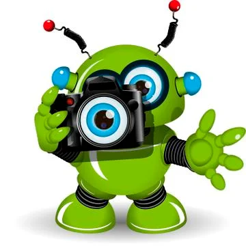 Robot with Camera Stock Illustration