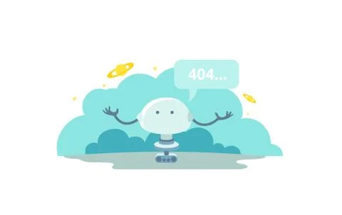 The robot can not find your page. Error page 404 not found Stock Illustration