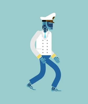 Robot Captain of  Ship. Concept of Artificial Intelligence and Machines Wil.. Stock Illustration