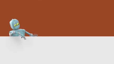 Robot Cartoon funny 3D video render - walk and point the finger, isolate on.. Stock Footage 234634208