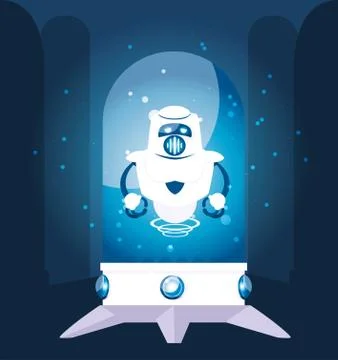 Robot cartoon over blue background Stock Illustration