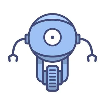 Robot in cartoon style.Virtual assistant on the website or a mobile applicati Ilustração Stock