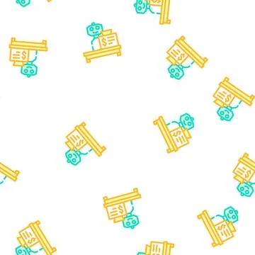 Robot cashier vector seamless pattern line Illustrazione stock