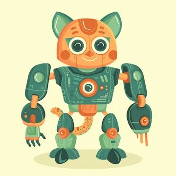 Robot Cat Illustration Stock Illustration