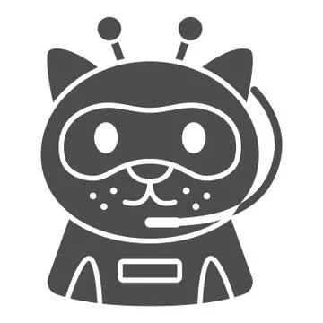 Robot Cat solid icon, Robotization concept, Chat bot robot sign on white イラスト素材