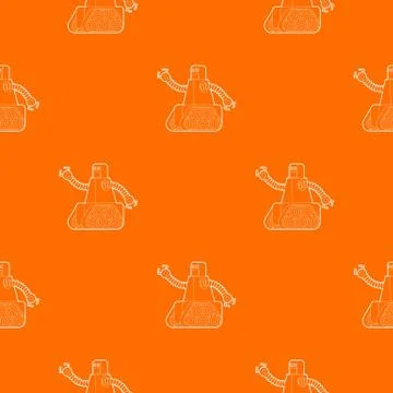 Robot with caterpillar track pattern vector orange Illustrazione stock