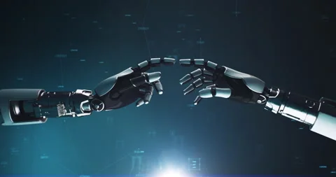 Robot changing cyborg into human Stock Footage 165391136