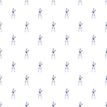 Robot character artificial intelligence seamless pattern background Illustrazione stock