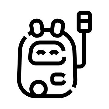 Robot character charging battery with power cable Stock Illustration