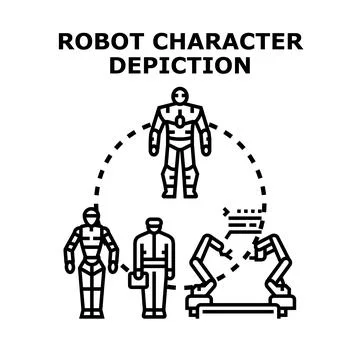Robot character depiction development and ai technology Stock Illustration