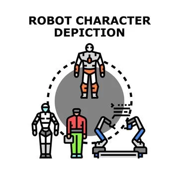 Robot character depiction development and ai technology Stock Illustration