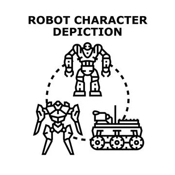 Robot character depiction vector illustration concept 스톡 일러스트