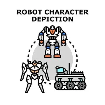 Robot character depiction vector illustration concept Stock Illustration