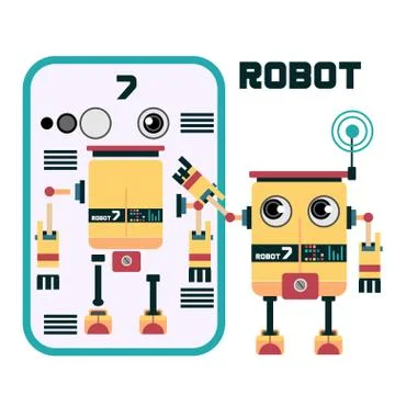 Robot character design Illustrazione stock