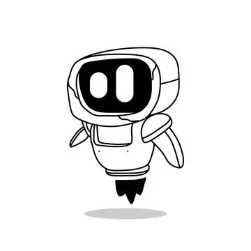 Robot character hand drawn doodle design vector Stock Illustration