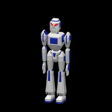 Robot character. Isolated on black background. 3d Vector illustration. 库存插图