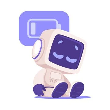 Robot Character with Low Battery as Smart Android Assistant Machine Vector Stock Illustration