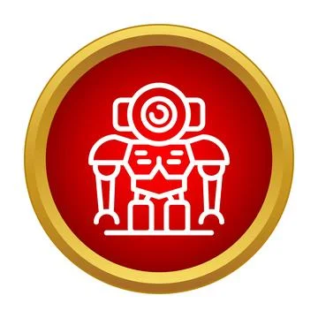 Robot character outline in a red circle with a golden border Stockillustratie