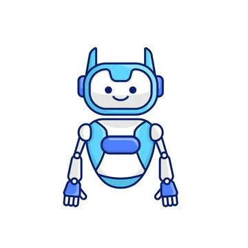 Robot character pose vector illustration design. Cute Cartoon Robot Illustr.. Stock Illustration