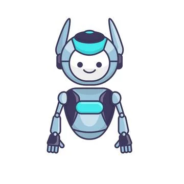 Robot character pose vector illustration design. Cute Cartoon Robot Illustr.. Stock Illustration