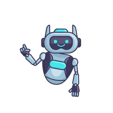 Robot character pose vector illustration. Robot mascot character design Illustrazione stock