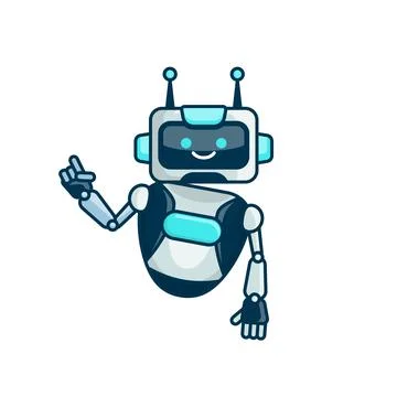 Robot character pose vector illustration. Robot mascot character design Illustrazione stock