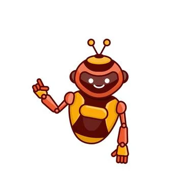 Robot character pose vector illustration. Robot mascot character design Illustrazione stock