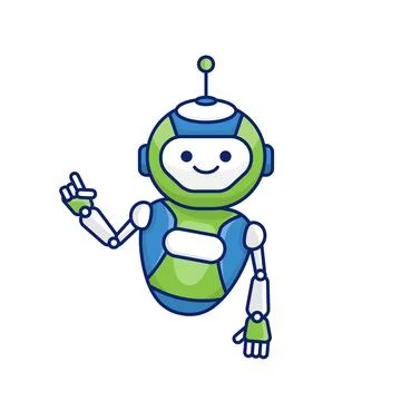Robot character pose vector illustration. Robot mascot character design Illustrazione stock