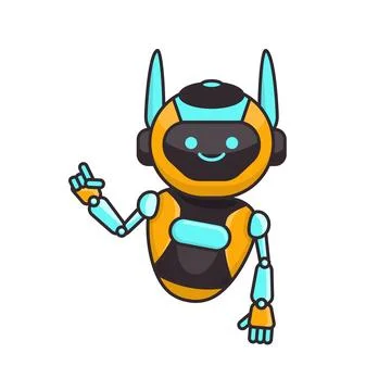 Robot character pose vector illustration. Robot mascot character design Illustrazione stock