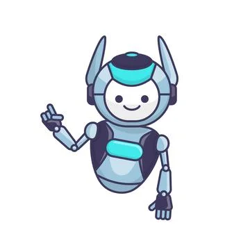 Robot character pose vector illustration. Robot mascot character design Stock Illustration