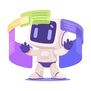 Robot Character Search Information in Internet as Smart Android Assistant Stock Illustration