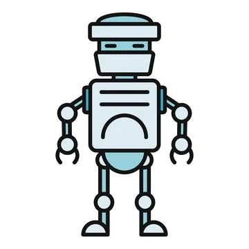 Robot character showing sad face icon design Stock Illustration