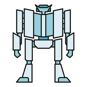 Robot character standing with a blocky, mechanical design Stock Illustration