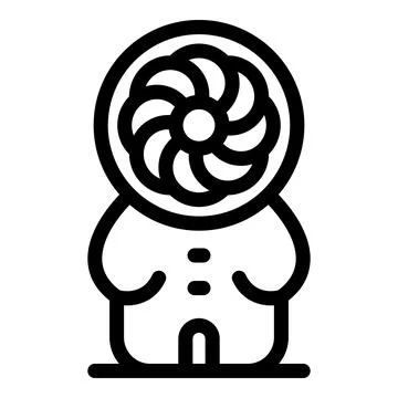 Robot character standing with rotating fan for head, artificial intelligenc.. Stock Illustration