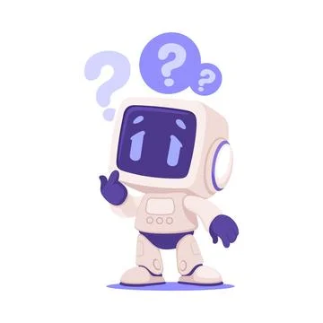 Robot Character Thinking as Smart Android Assistant Machine Vector Illustration Stock Illustration