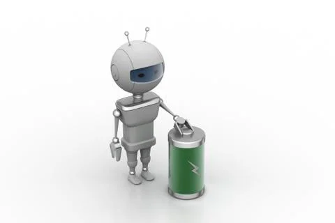 Robot with chargeable battery Free Stock Illustration