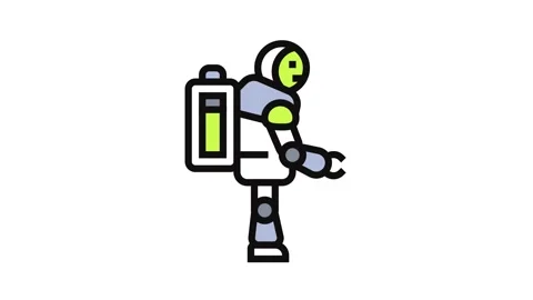 Robot a charging battery Stock Footage 326114367