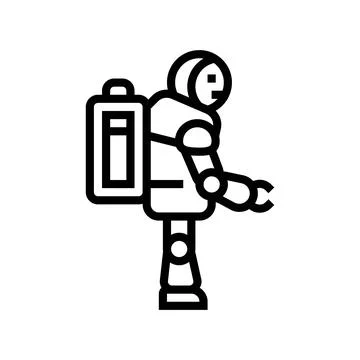 Robot a charging battery line icon vector illustration イラスト素材