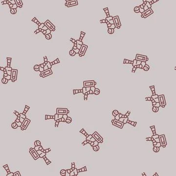 Robot a charging battery line seamless pattern Illustrazione stock